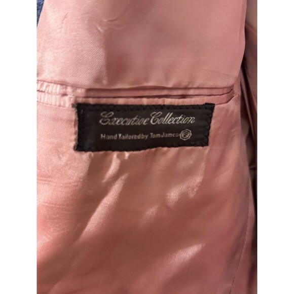 Tom James Executive Collection Men’s Blazer Blue Check 2-Button 40R Hand - Picture 2 of 9